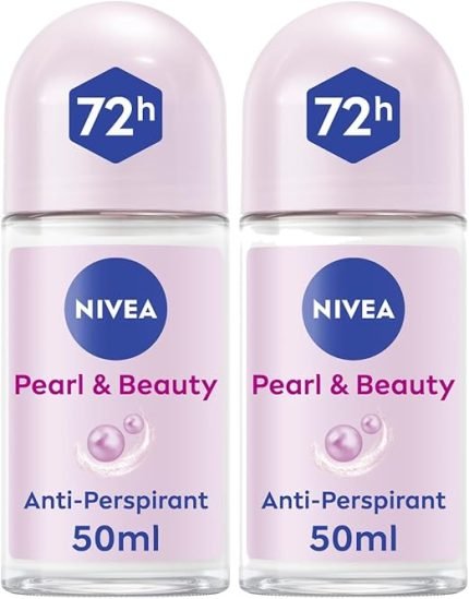 NIVEA Antiperspirant Roll-on for Women, Pearl & Beauty Pearl Extracts, 2x50ml