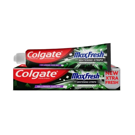 Colgate Max Fresh Bamboo Charcoal Toothpaste with Whitening Strips – 100ml