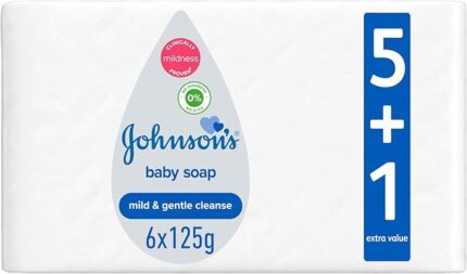 JOHNSON’S Baby Gentle Care Soap, 125g, Pack of 6, Mild and Hypoallergenic Baby Soap for Sensitive Skin